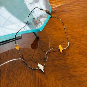 Wishing-Style Bird Fetish Beaded Necklace with Orange and White Birds